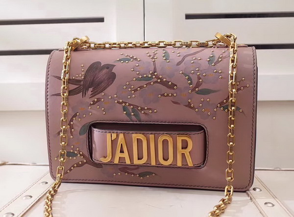 Dior Jadior Studded Flap Bag with Chain in Light Pink Calfskin For Sale