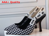 Dior Jadior Wool Houndstooth Slingback Pump 10cm Heel Replica