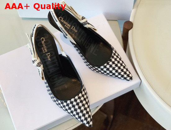 Dior Jadior Wool Houndstooth Slingback Pump 10cm Heel Replica