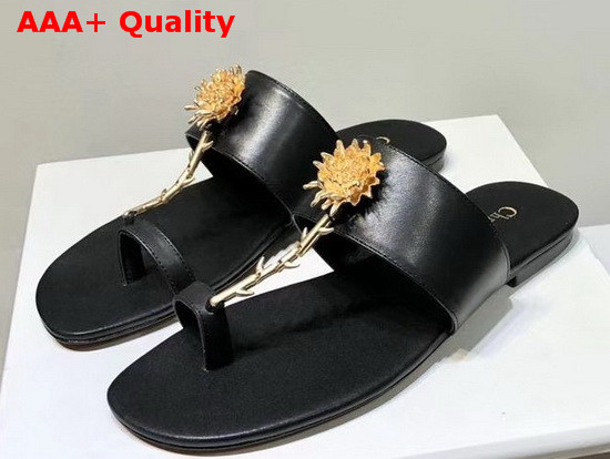 Dior Jardin Thong Sandal Black Calfskin Replica