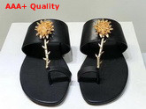 Dior Jardin Thong Sandal Black Calfskin Replica