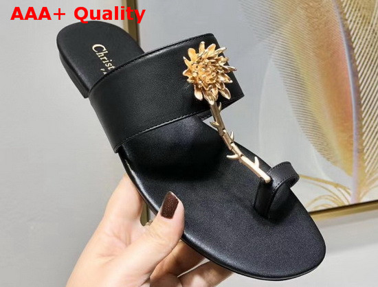 Dior Jardin Thong Sandal Black Calfskin Replica