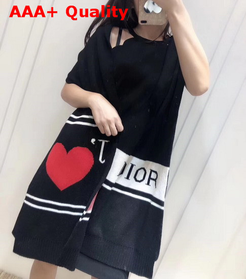 Dior Knit Scarf in Black with a Love Messenge Replica