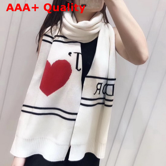 Dior Knit Scarf in White with a Love Message Replica