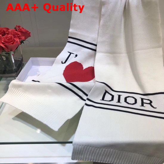 Dior Knit Scarf in White with a Love Message Replica