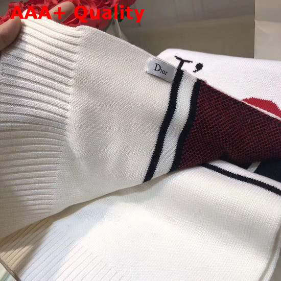 Dior Knit Scarf in White with a Love Message Replica