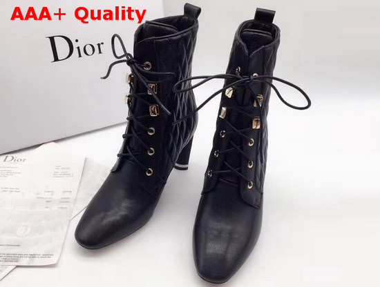 Dior Lace Up Ankle Boot in Black Calfskin Replica