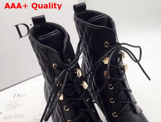 Dior Lace Up Ankle Boot in Black Calfskin Replica