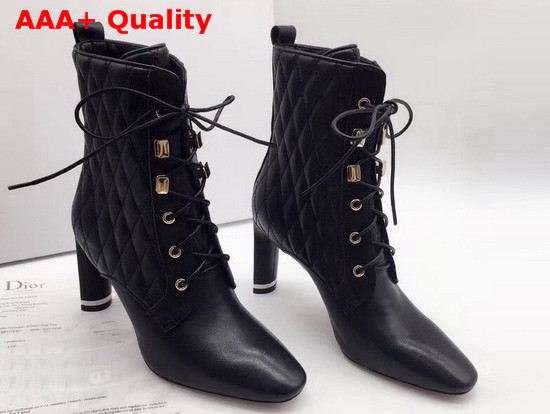 Dior Lace Up Ankle Boot in Black Calfskin Replica