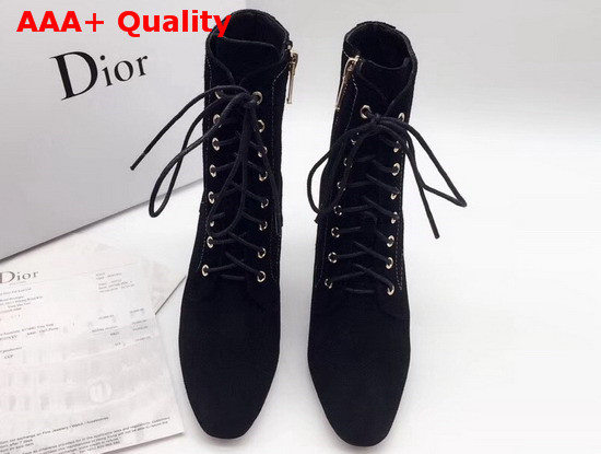 Dior Lace Up Ankle Boot in Black Suede Replica