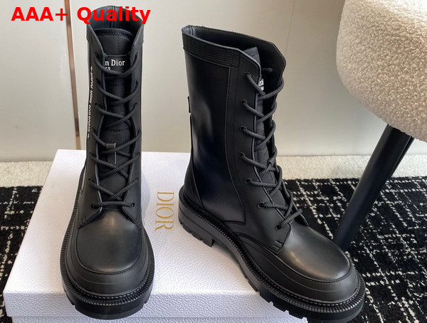 Dior Lace Up Boot in Black Calfskin Replica