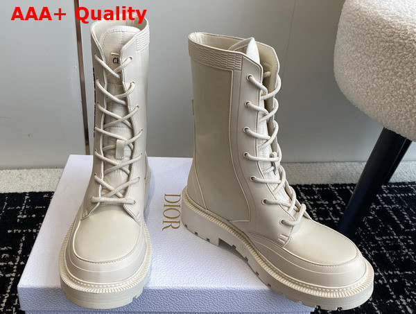 Dior Lace Up Boot in White Calfskin Replica