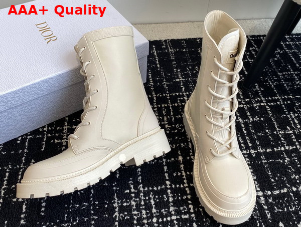 Dior Lace Up Boot in White Calfskin Replica