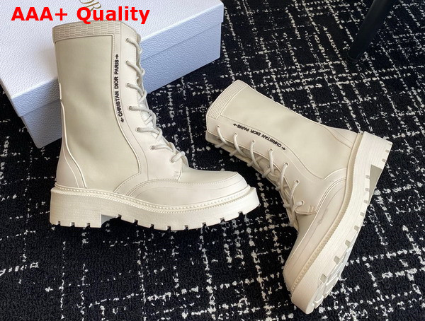 Dior Lace Up Boot in White Calfskin Replica