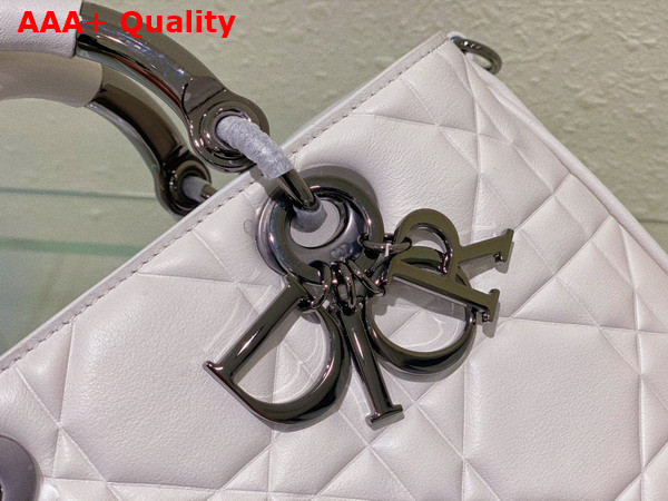 Dior Lady 95 22 Bag Latte Cannage Calfskin with Gun Metal Replica