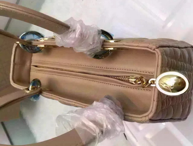 Dior Lady Dior Bag Apricot Lambskin Gold Hardware for Sale