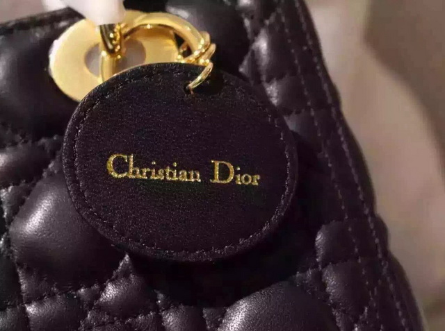 Dior Lady Dior Bag Black Lambskin Gold Hardware for Sale