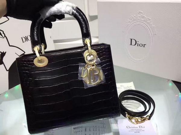 Dior Lady Dior Bag Black Light Gold Tone Jewellery for Sale