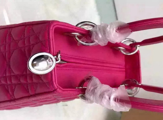 Dior Lady Dior Bag Fuchsia Lambskin Silver Hardware for Sale