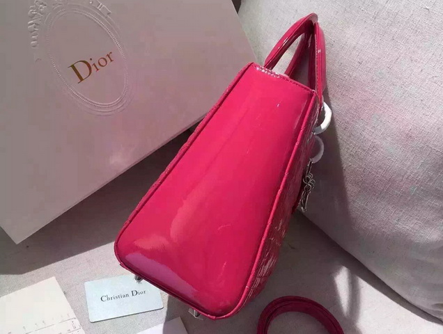 Dior Lady Dior Bag Fuchsia Patent Leather for Sale