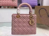 Dior Lady Dior Bag Pink Lambskin Gold Hardware for Sale