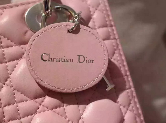 Dior Lady Dior Bag Pink Lambskin Silver Hardware for Sale