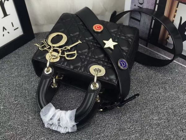 Dior Lady Dior Bag in Black Lambskin Customisable Shoulder Strap for Sale