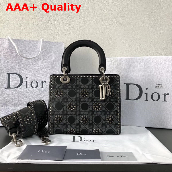 Dior Lady Dior Bag in Black Studded Calfskin Replica