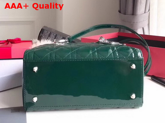 Dior Lady Dior Bag in Green Patent Cannage Calfskin Silver Hardware Replica