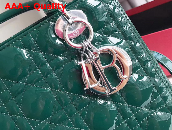 Dior Lady Dior Bag in Green Patent Cannage Calfskin Silver Hardware Replica