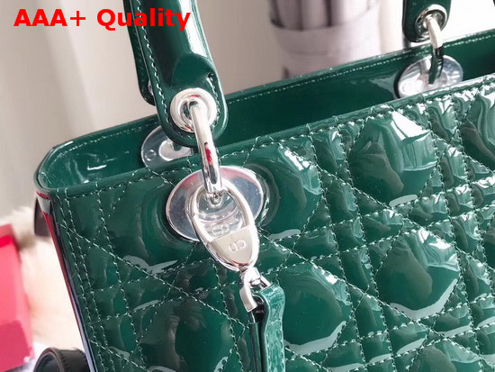 Dior Lady Dior Bag in Green Patent Cannage Calfskin Silver Hardware Replica