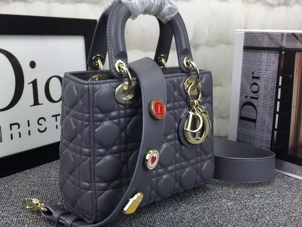 Dior Lady Dior Bag in Grey Lambskin Customisable Shoulder Strap for Sale