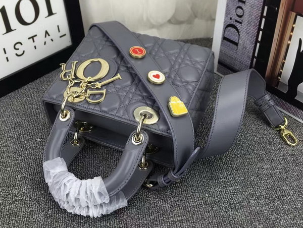 Dior Lady Dior Bag in Grey Lambskin Customisable Shoulder Strap for Sale