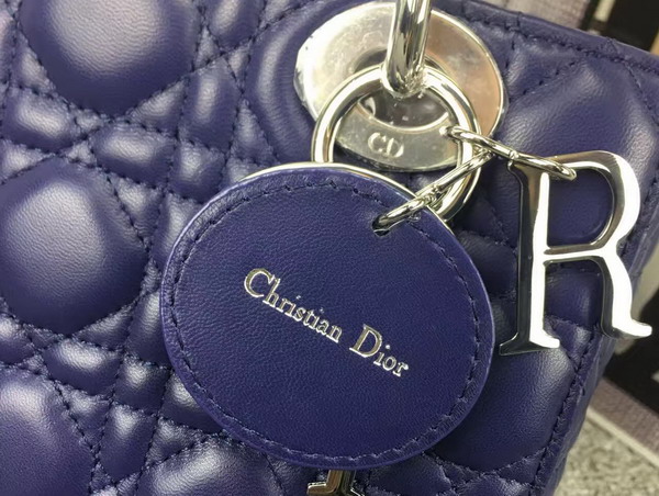 Dior Lady Dior Bag in Navy Blue Lambskin Customisable Shoulder Strap for Sale