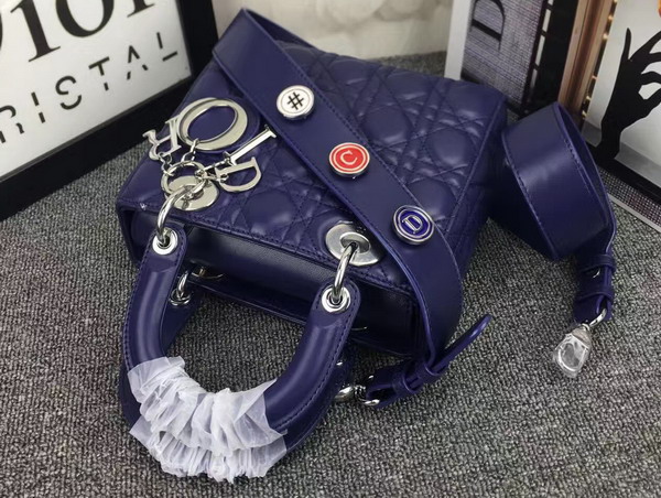 Dior Lady Dior Bag in Navy Blue Lambskin Customisable Shoulder Strap for Sale