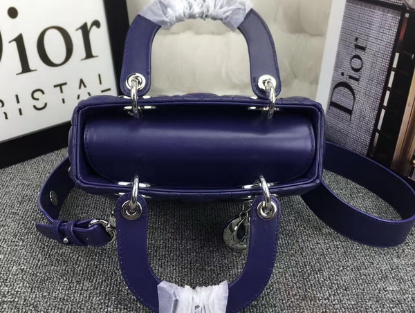 Dior Lady Dior Bag in Navy Blue Lambskin Customisable Shoulder Strap for Sale