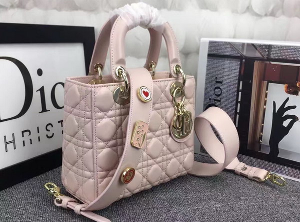 Dior Lady Dior Bag in Pink Lambskin Customisable Shoulder Strap for Sale