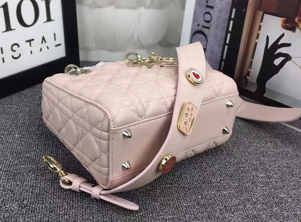 Dior Lady Dior Bag in Pink Lambskin Customisable Shoulder Strap for Sale