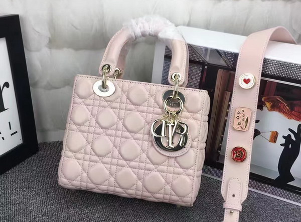 Dior Lady Dior Bag in Pink Lambskin Customisable Shoulder Strap for Sale