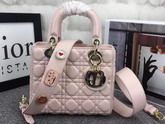 Dior Lady Dior Bag in Pink Lambskin Customisable Shoulder Strap for Sale