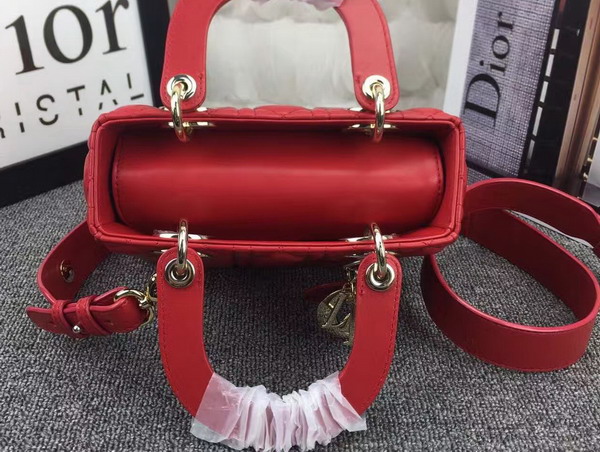 Dior Lady Dior Bag in Red Lambskin Customisable Shoulder Strap for Sale