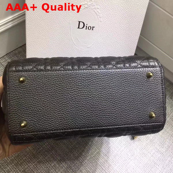 Dior Lady Dior Bag with Leather Shoulder Strap Black Grained Calfskin Replica