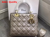 Dior Lady Dior Bag with Leather Shoulder Strap Metallic Gold Grained Calfskin Replica