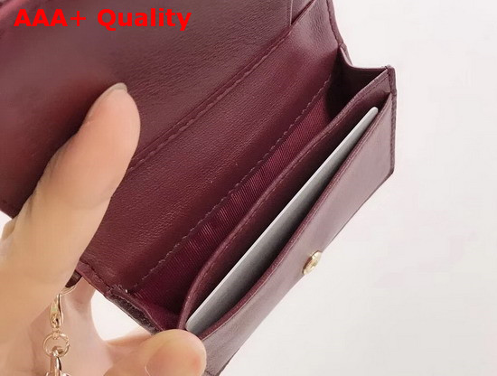 Dior Lady Dior Calfskin Card Holder in Burgundy Patent Cannage Calfskin Replica