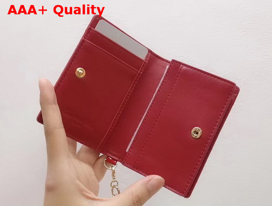 Dior Lady Dior Calfskin Card Holder in Cherry Red Patent Cannage Calfskin Replica