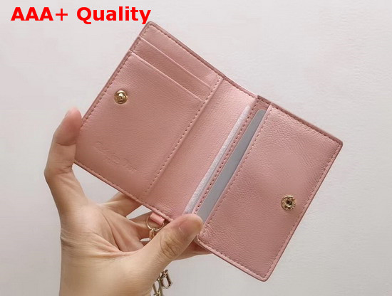 Dior Lady Dior Calfskin Card Holder in Pink Patent Cannage Calfskin Replica