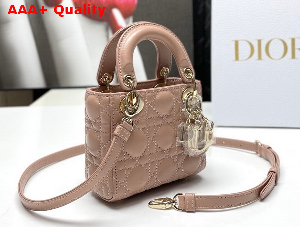 Dior Lady Dior Micro Bag Ros Des Vents Cannage Lambskin Replica