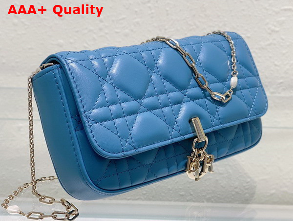 Dior Lady Dior Phone Pouch Cloud Blue Cannage Lambskin Replica