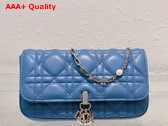 Dior Lady Dior Phone Pouch Cloud Blue Cannage Lambskin Replica