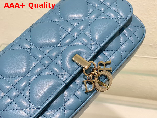 Dior Lady Dior Phone Pouch Cloud Blue Cannage Lambskin Replica